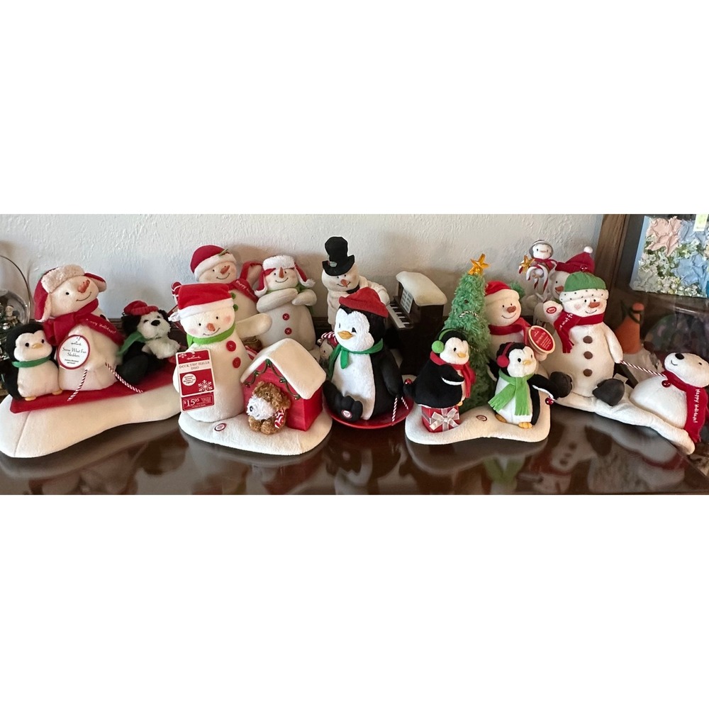Hallmark Jingle Pals Animated Musical Plush Collection Snowmen Penguins Lot WORK